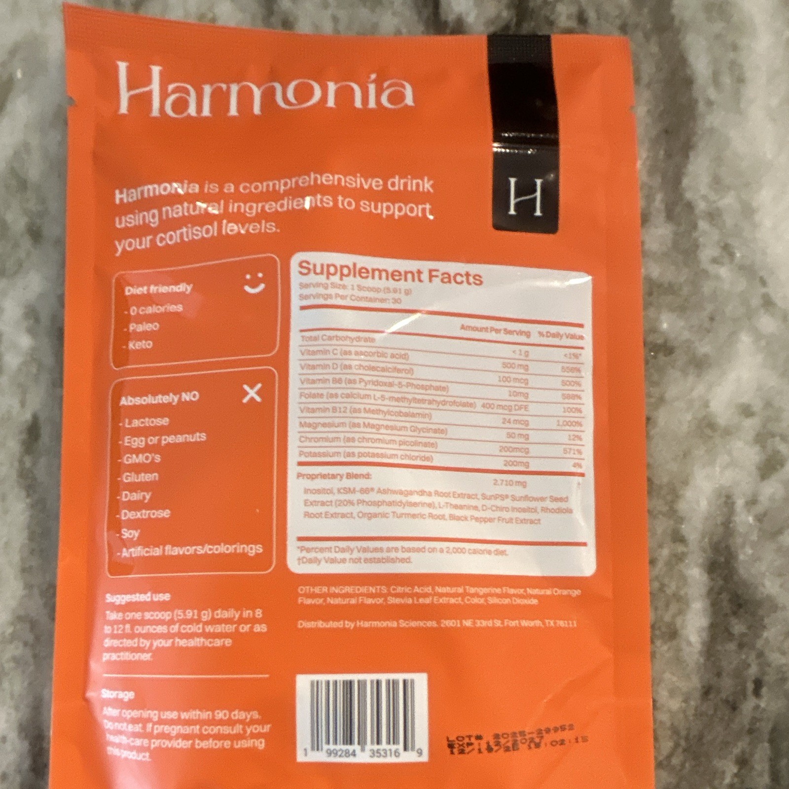 Harmonia Cortisol Support Powder Drink Mix Orange 30 Servings 6.25oz