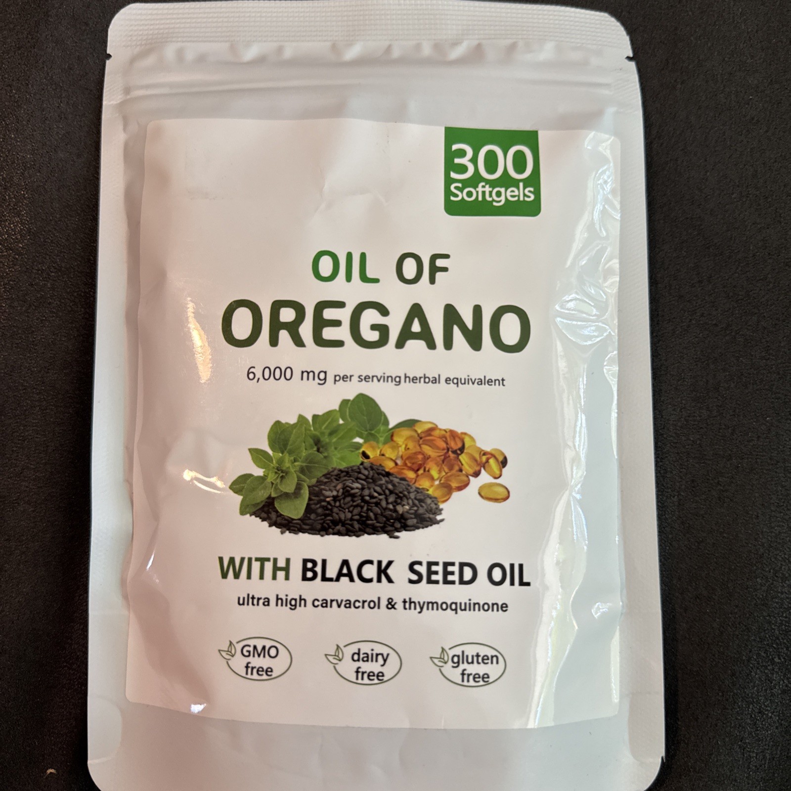 BioPop Health Oil of Oregano + Black Seed Oil 6000mg 300 Softgels GMO-Free