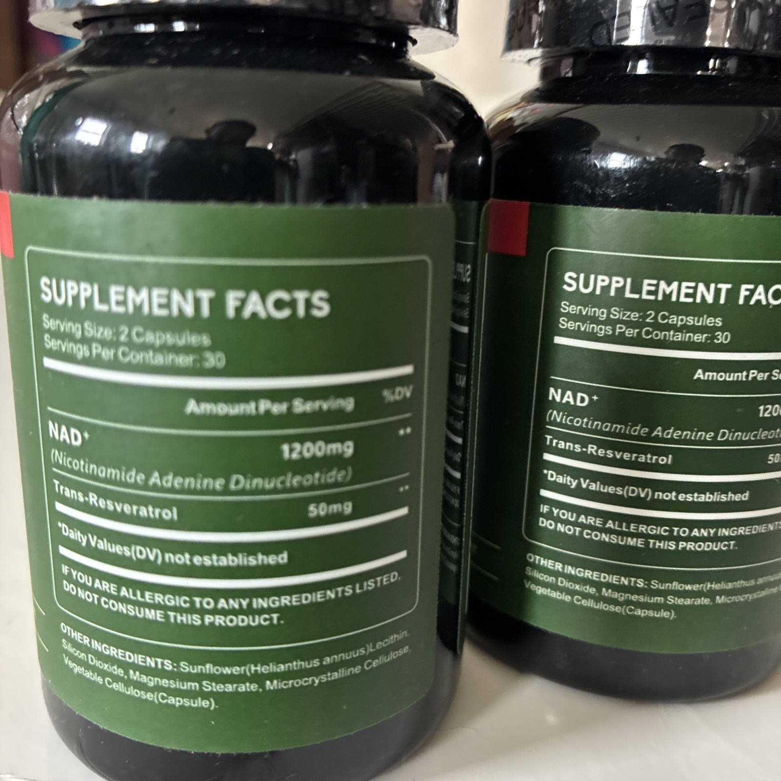 YMINGKJ NAD+ + Trans-Resveratrol 1250mg 60 Veg Capsules 2 bottles