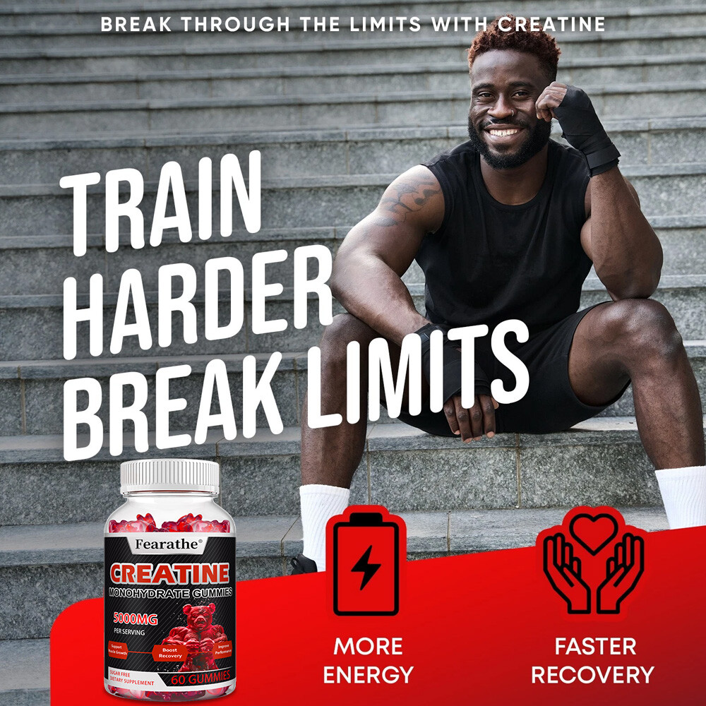 5000mg Creatine Monohydrate Gummies, Sugar Free Muscle Strength & Recovery,60 CT