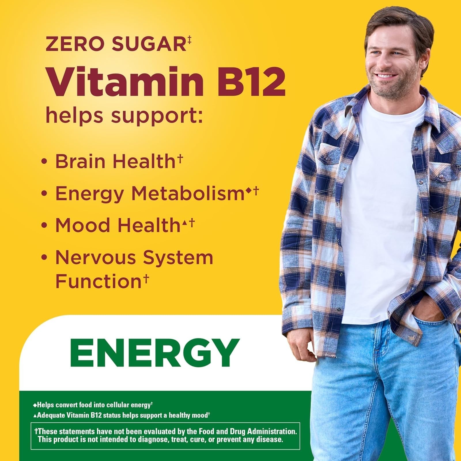 Nature Made Zero Sugar Energy Vitamin B12 Gummies 1000 mcg – 110 Count
