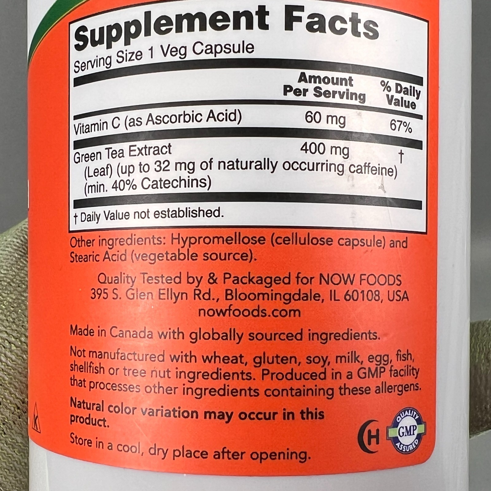 NOW FOODS Green Tea Extract 400 mg 250 Veg Capsules (Best By: 02/2027) SEALED