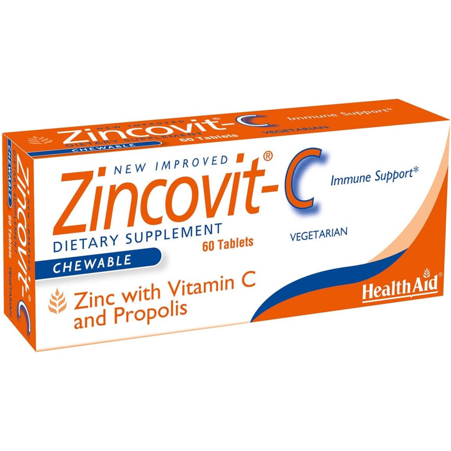 HealthAid Zincovit?C,Vitamin C,Zinc&Propolis Lozenges,60Chewable VegTabs