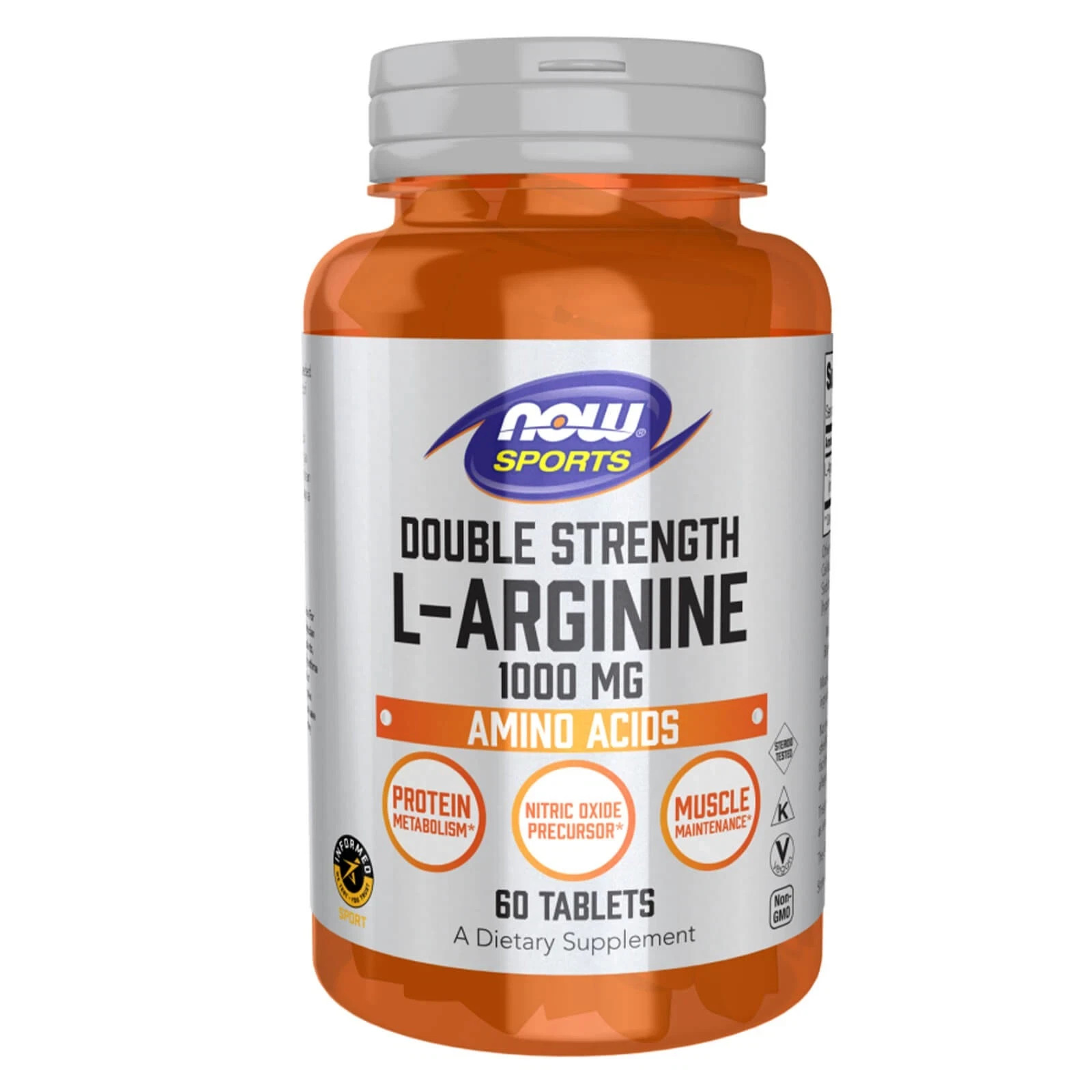 NOW L-Arginine 1000 mg Double Strength 60 Tabs Amino Acids Nitric Oxide Boost