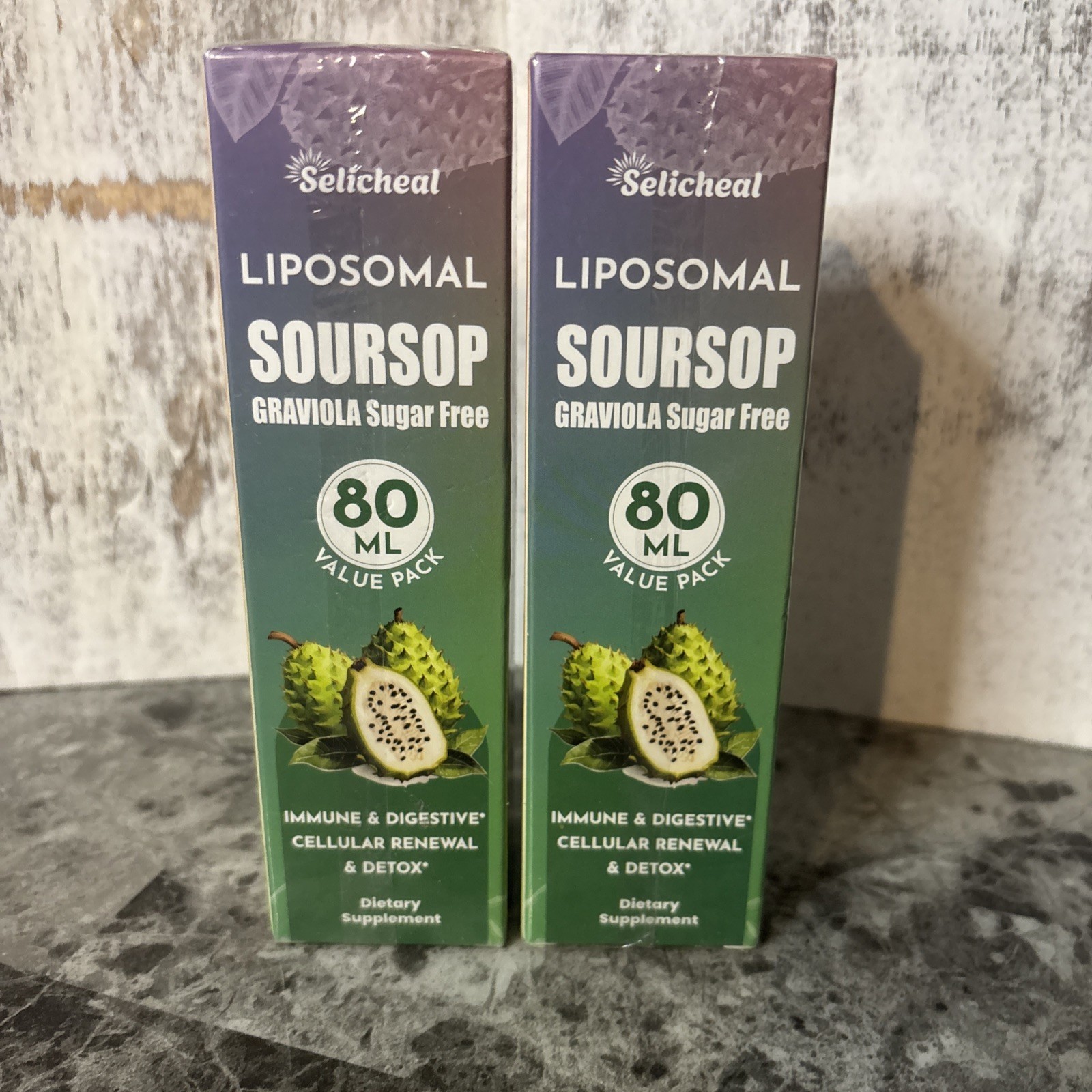2-Selicheal Liposomal Soursop Graviola Sugar Free Drops 80 ML Value Pack New