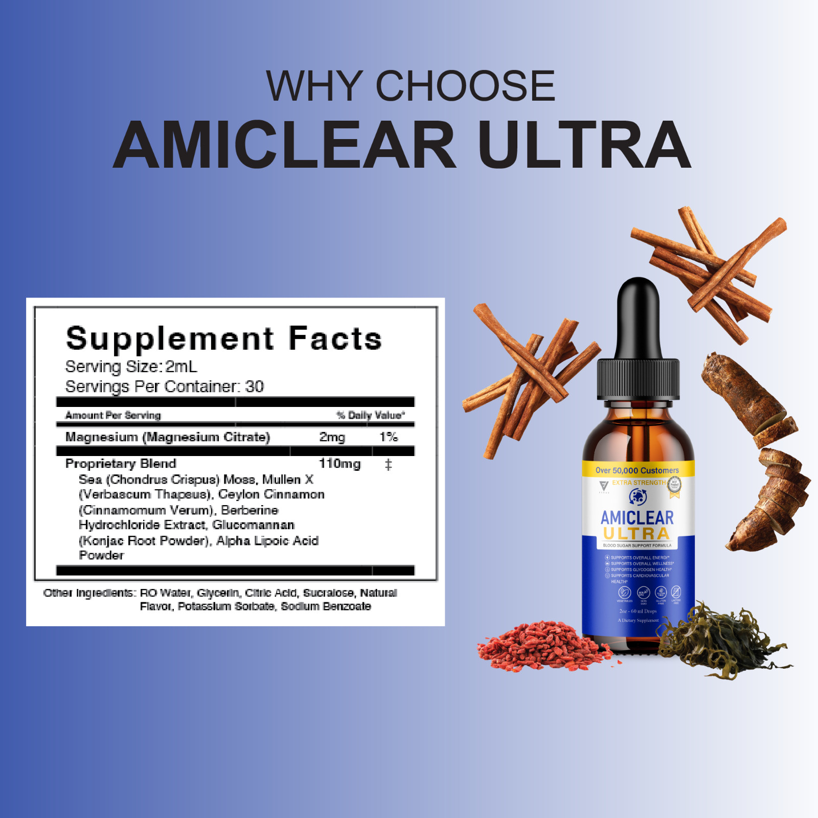 (5 Pack) AmiClear Ultra Blood Sugar Support, Ami Clear Drops (10oz)