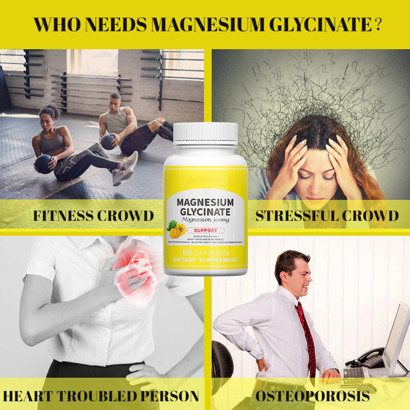 Magnesium Glycinate 300mg – Supports Heart, Brain, Bone, Mood & Muscle Health