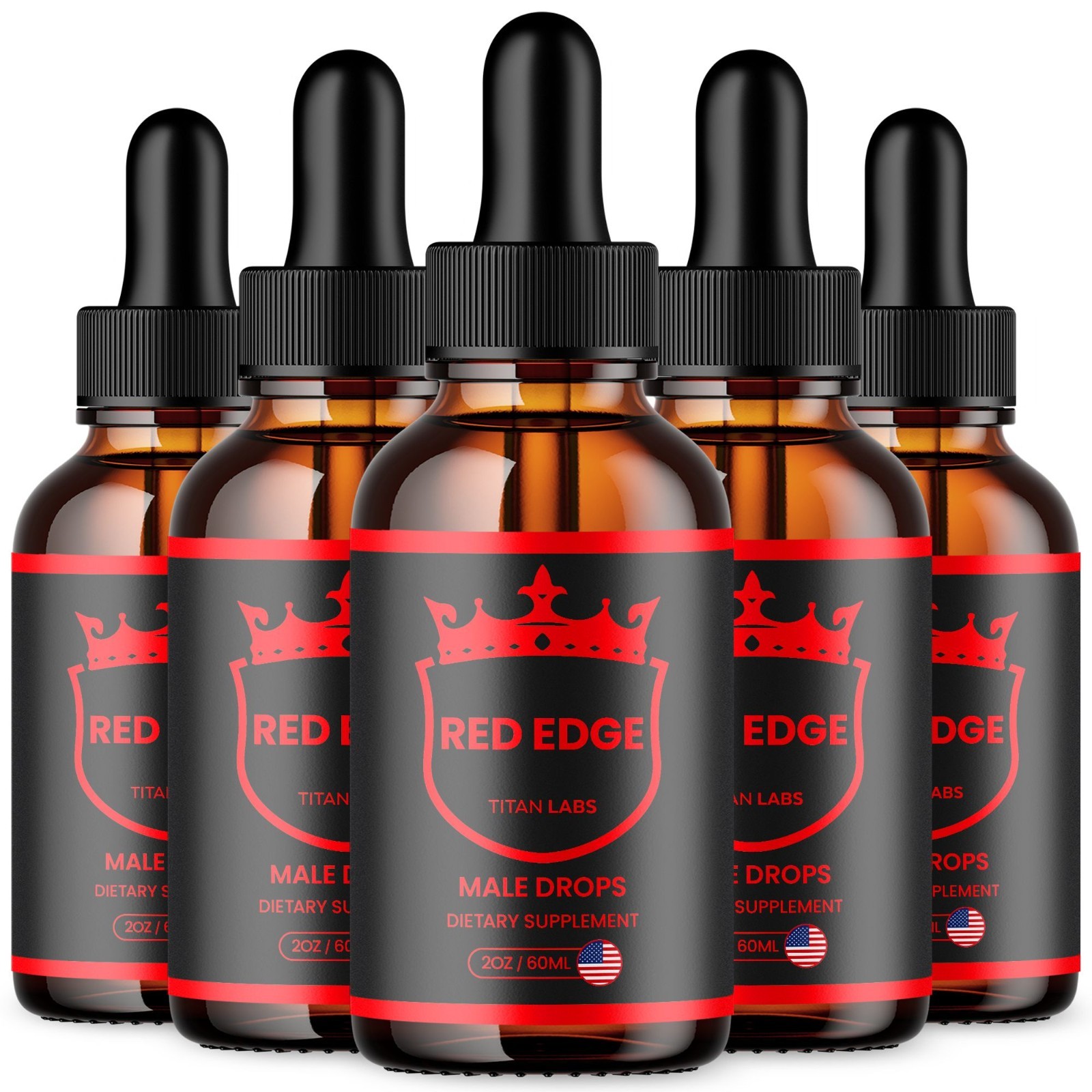 (5 Pack) Red Edge Male Support Drops Advanced RedEdge Supplement 150 Servings