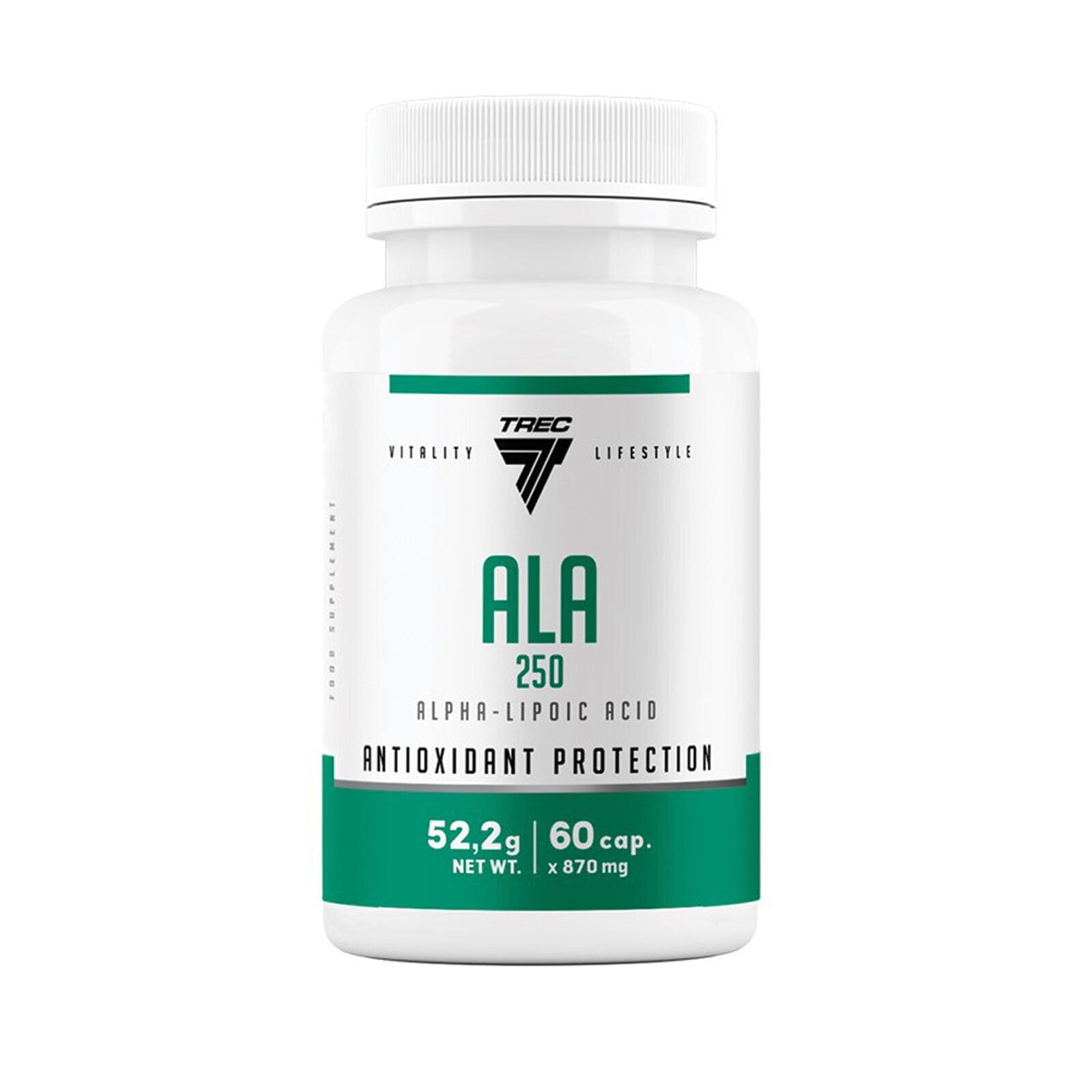 ALA 250 –60-120 Caps -Alpha-lipoic acid antioxidant protection energy metabolism