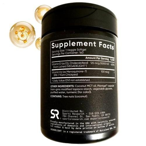 Sports Research D3 (5,000 IU) + K2 (100 mcg) 160 Gels