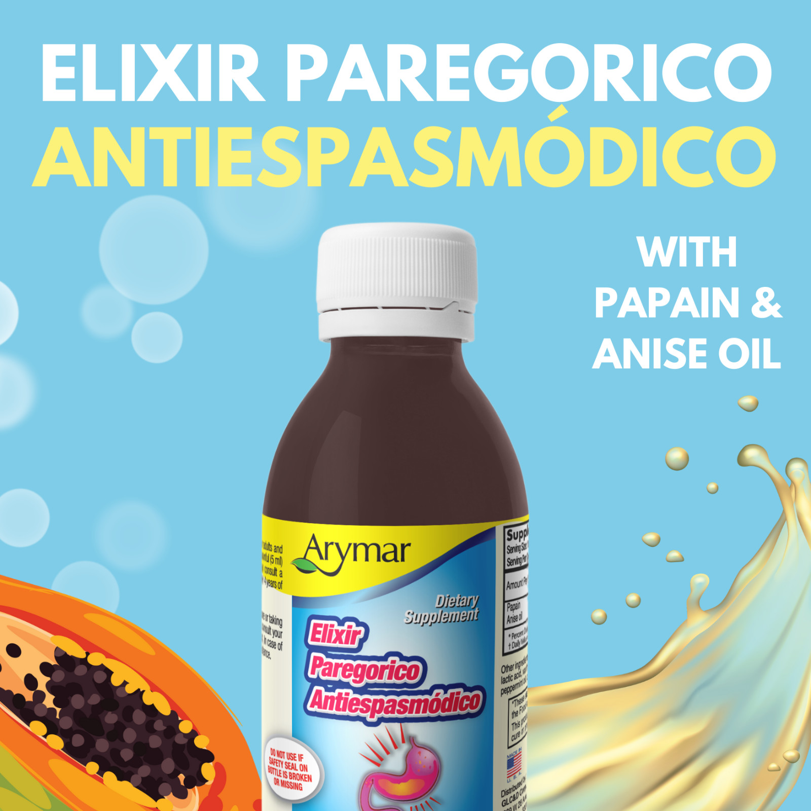 Arymar Elixir Paregorico Antiespasmodico, Digestive Support, 4 fl oz (2-Pack)