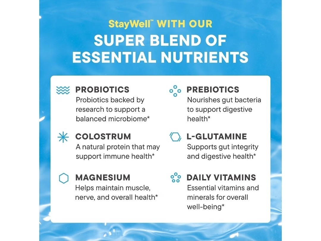 dailynouri StayWell Digestive & Immune Support Drink Mix Lemonade 30 Sticks