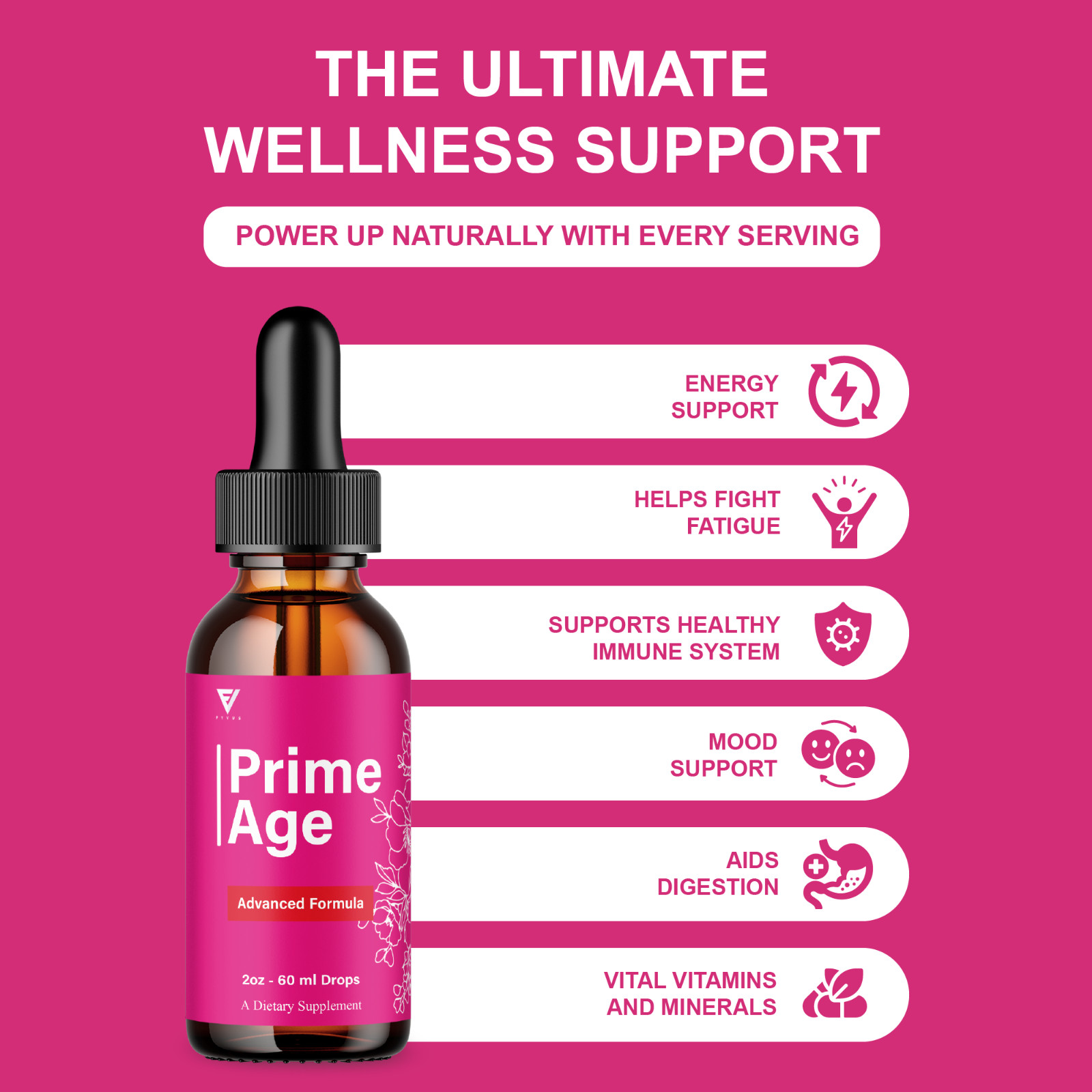 (5 Pack) Prime Age Advanced Wellness Drops, PrimeAge Liquid Supplement (10oz)