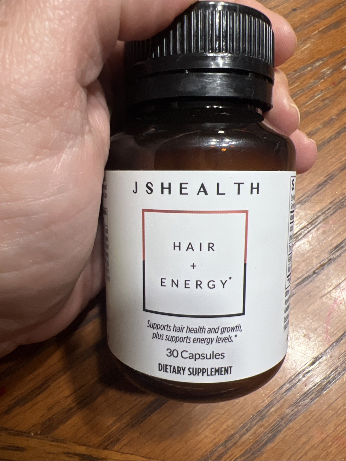 JSHealth Hair + Energy 30 Capsules Supplement, Black/Amber Bottle