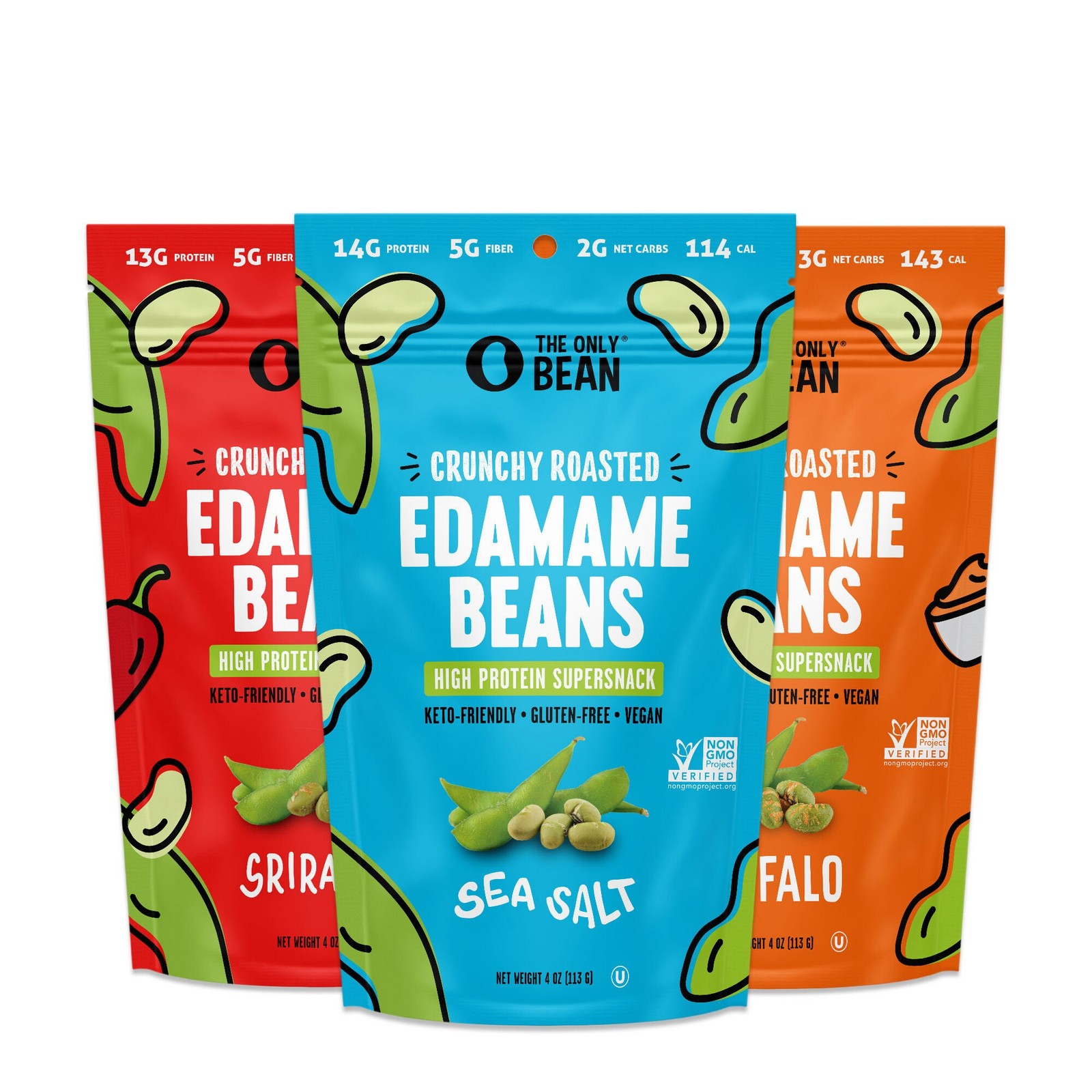 Crunchy Roasted Edamame Beans – Variety Pack (3 Bags)