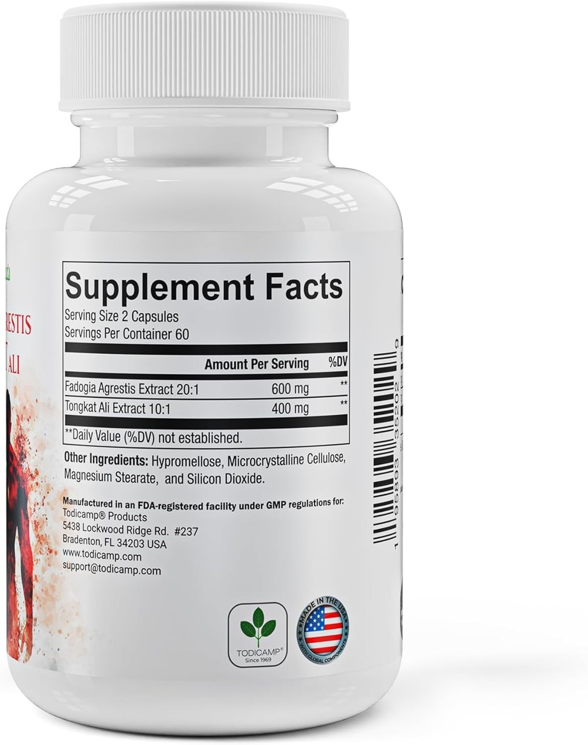 Fadogia Agrestis Tongkat Longjack Complex 1000mg by TODICAMP – 120 Capsules