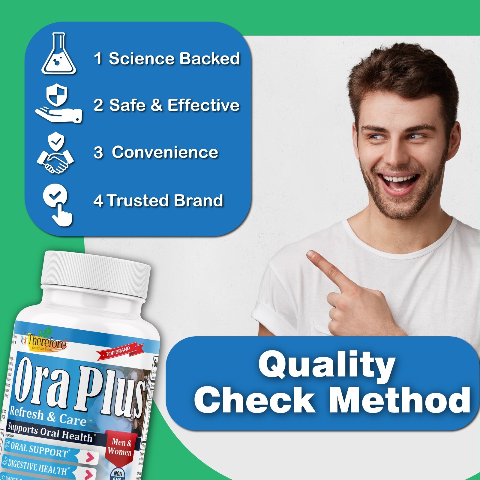 Ora Plus Oral Health Probiotics, Help Control Bad Breath, Digestive Health 60 Ct