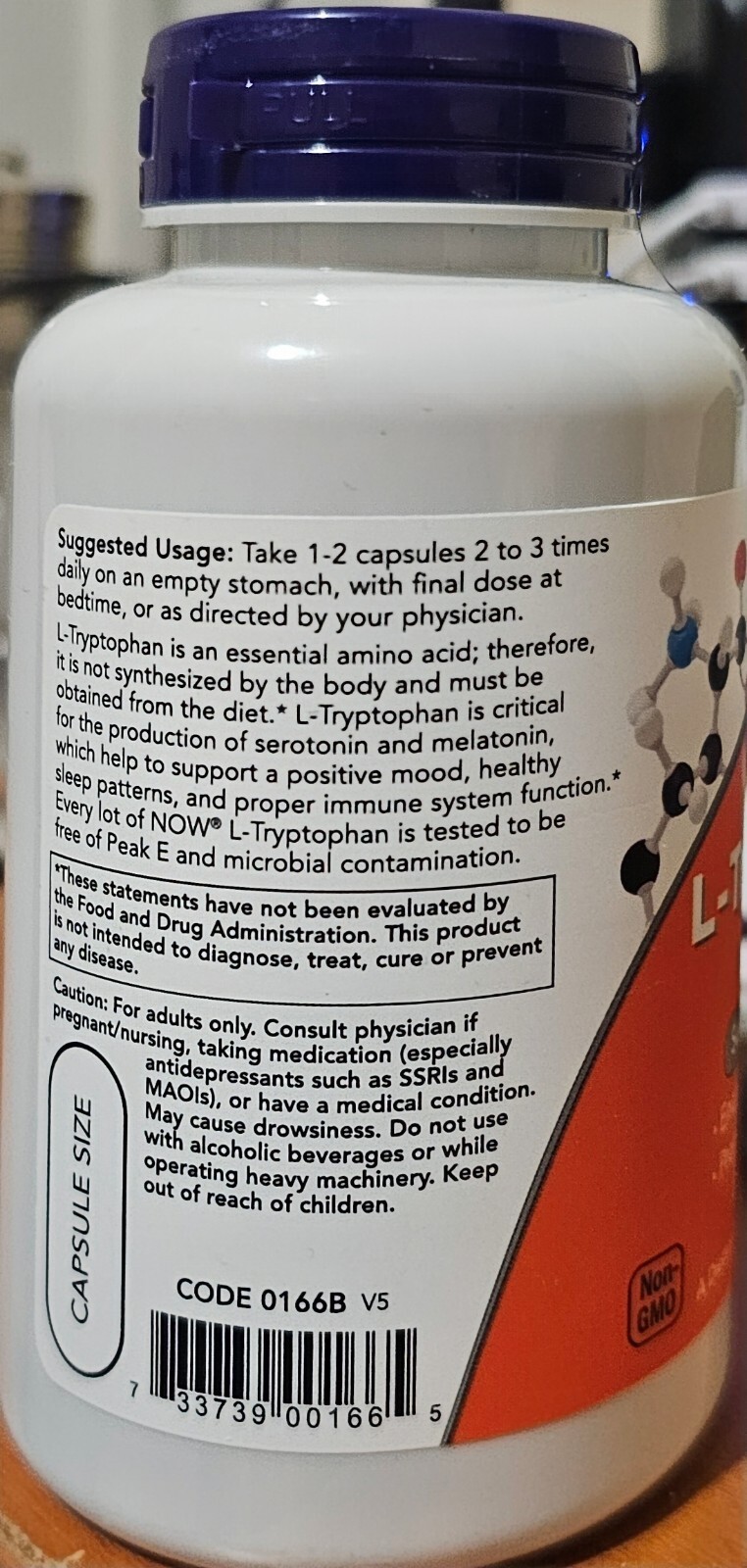 L-Tryptophan 500 mg – 60 Veg Capsules Promotes Relaxation, Fight Depression.