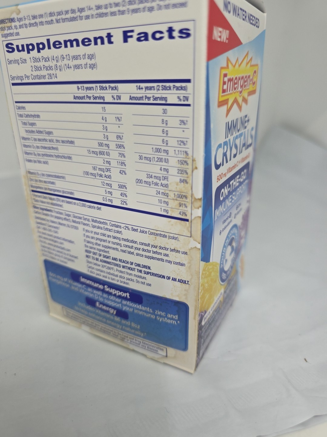 Emergen-C Immune+ Crystals On-The-Go 500mg Berry Lemonade 28ct Ea.(2Pk)Ex.6/27