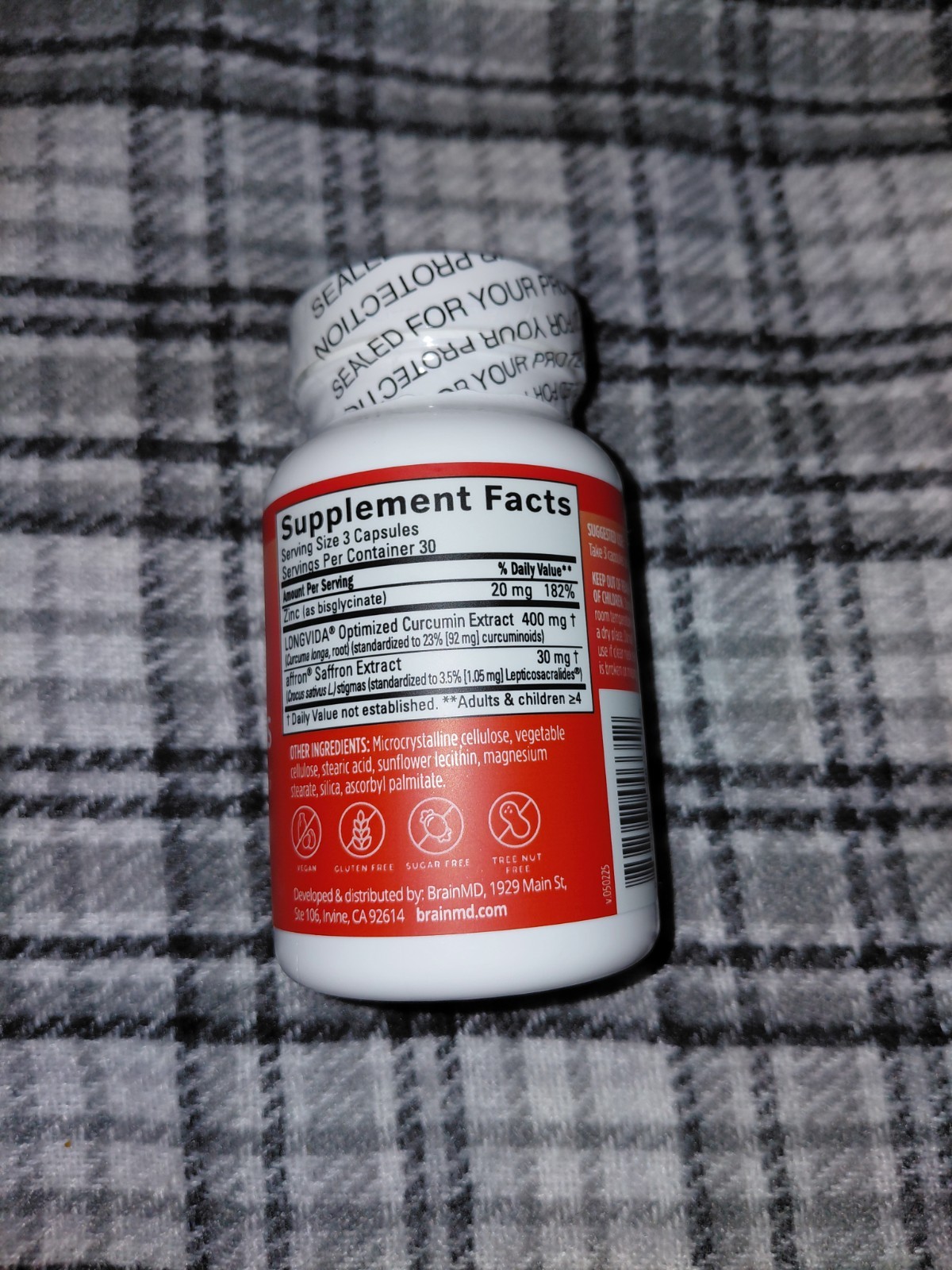 brainMD Happy Saffron Plus 3-in-1 Mood Support Vegan Gluten-Free 90 Caps