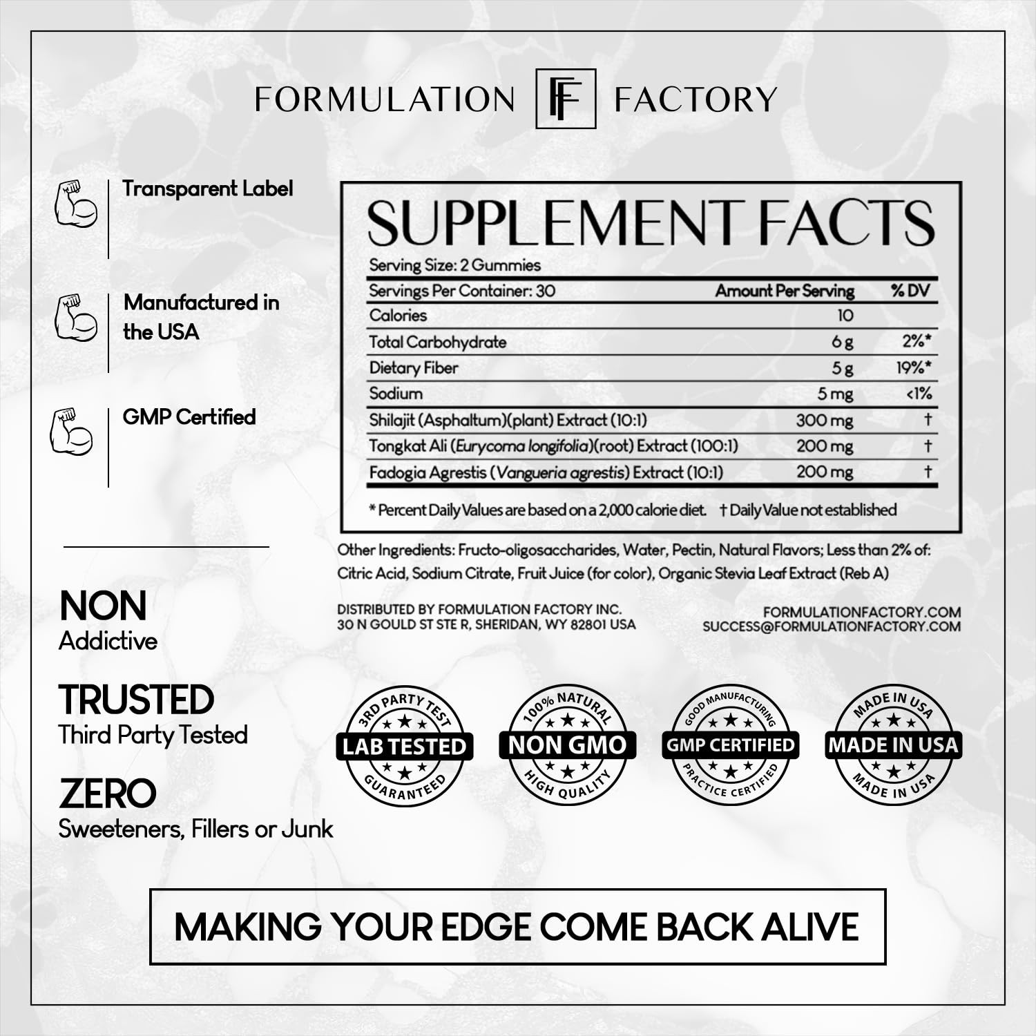 Formulation Factory Self Obsessed Shilajit 60 Count (Pack of 1), Black