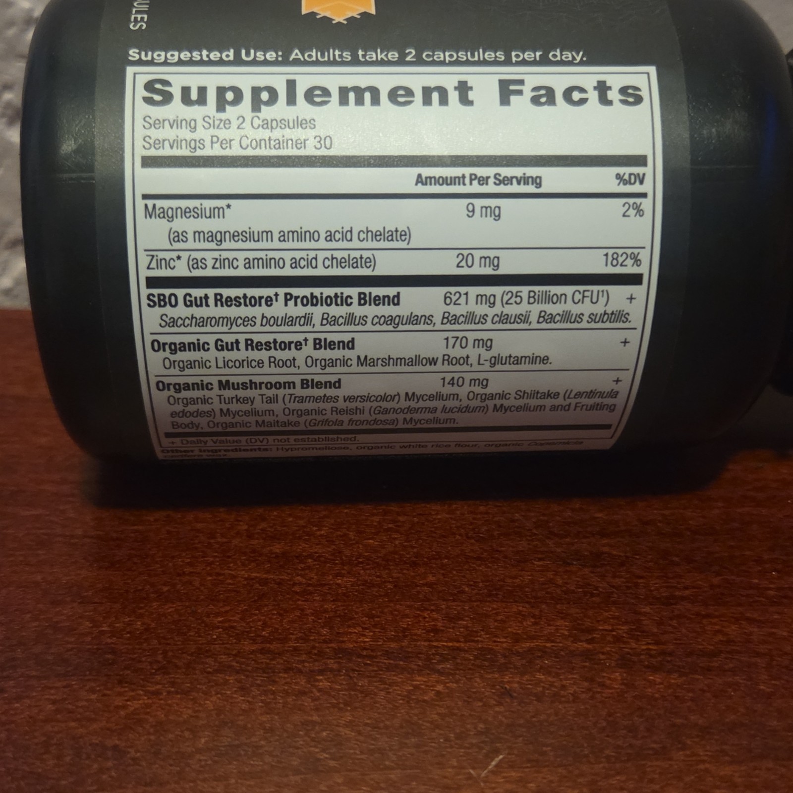 Ancient Nutrition SBO Probiotics Magnesium Zinc Dairy-Free 60 Capsules Adult