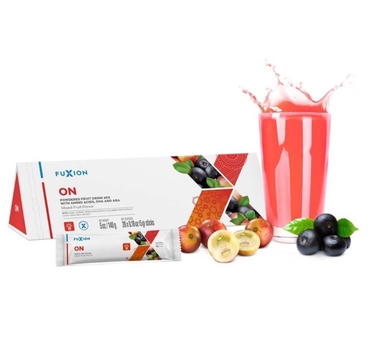Fuxion Powdered Fruit Drink Mix GABA Taurine Yerba Mate Acai Camu Camu 28 Sticks