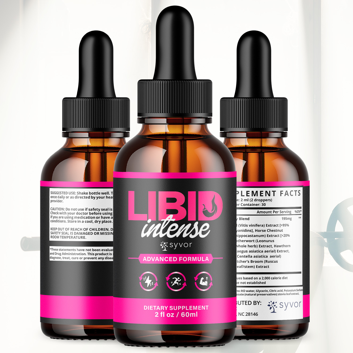(5 Pack) Libid Intense Male Support Drop Advanced LibidIntense Vitamin 150 Servs