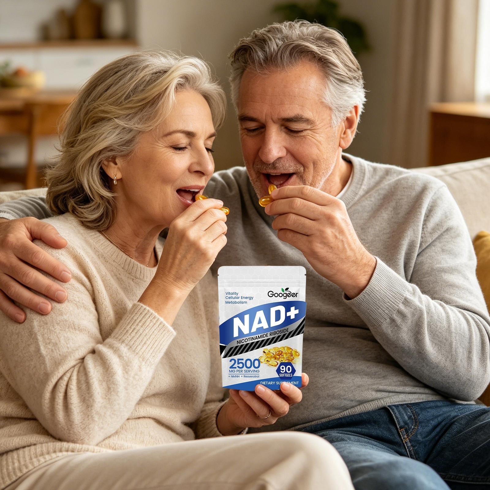Googeer NAD+ Supplement 2500mg Softgels with Resveratrol – 90 Ct