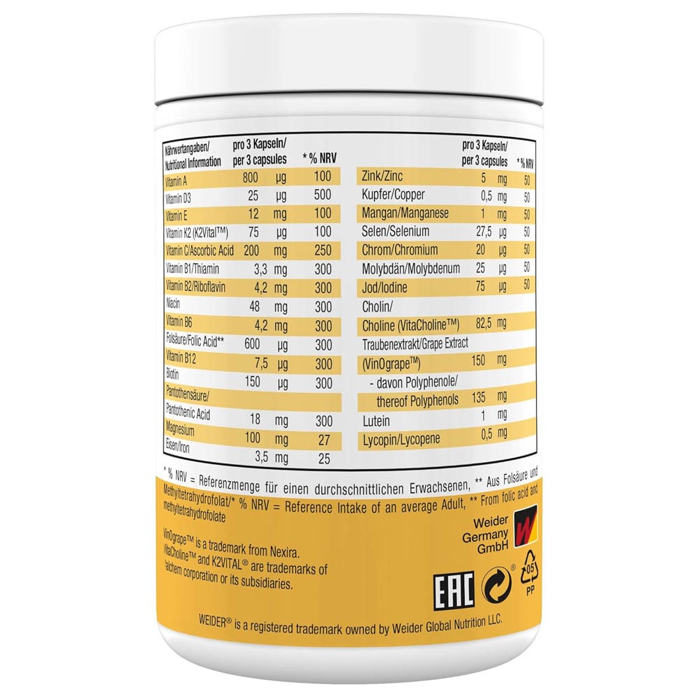 Weider Multivitamin Complete 270 Capsules Advanced Daily Multinutrient Support