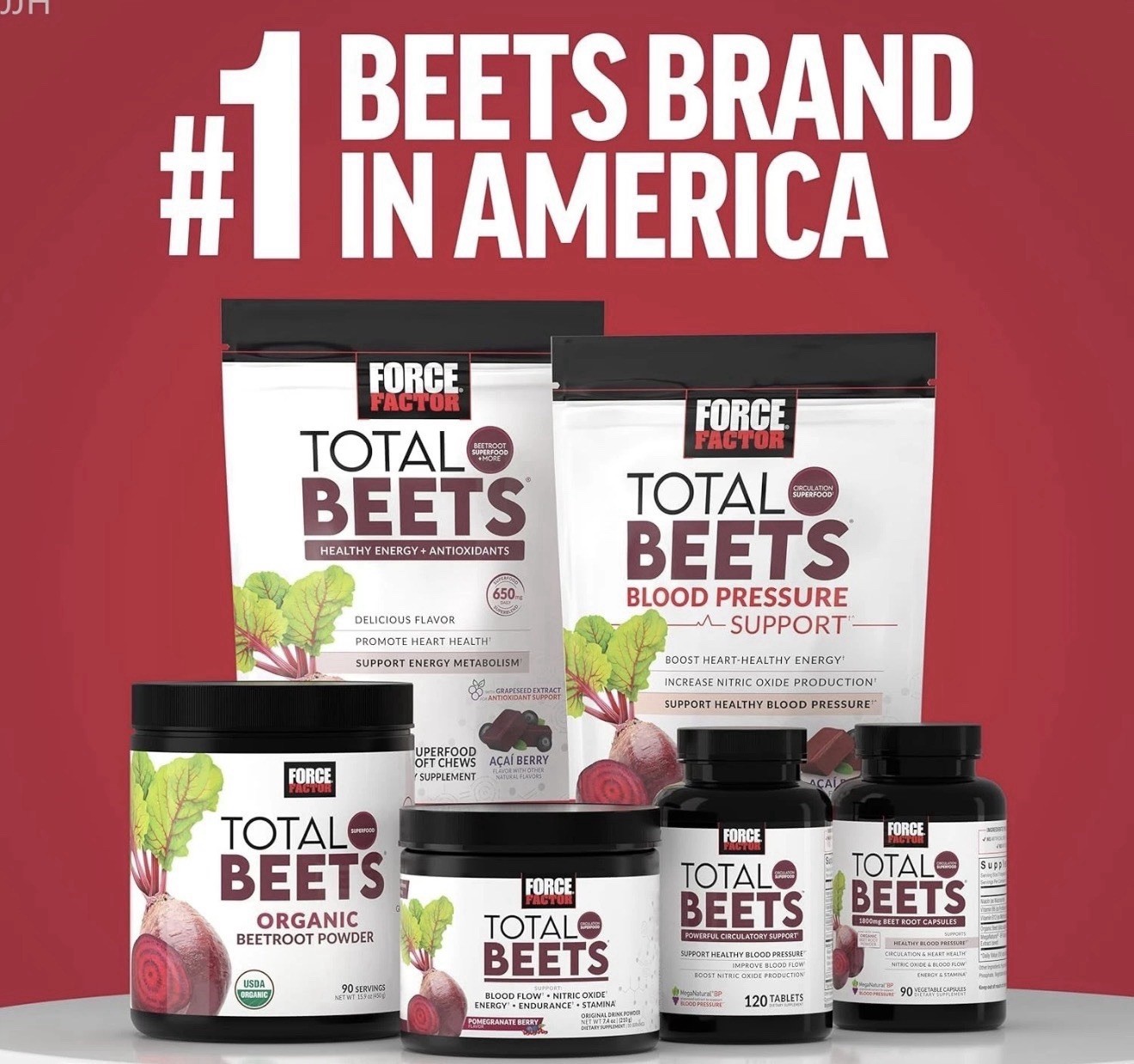 (2)- Force Factor Total Beets 1800mg Beet Root & Grapeseed 90 Vegetable Capsules