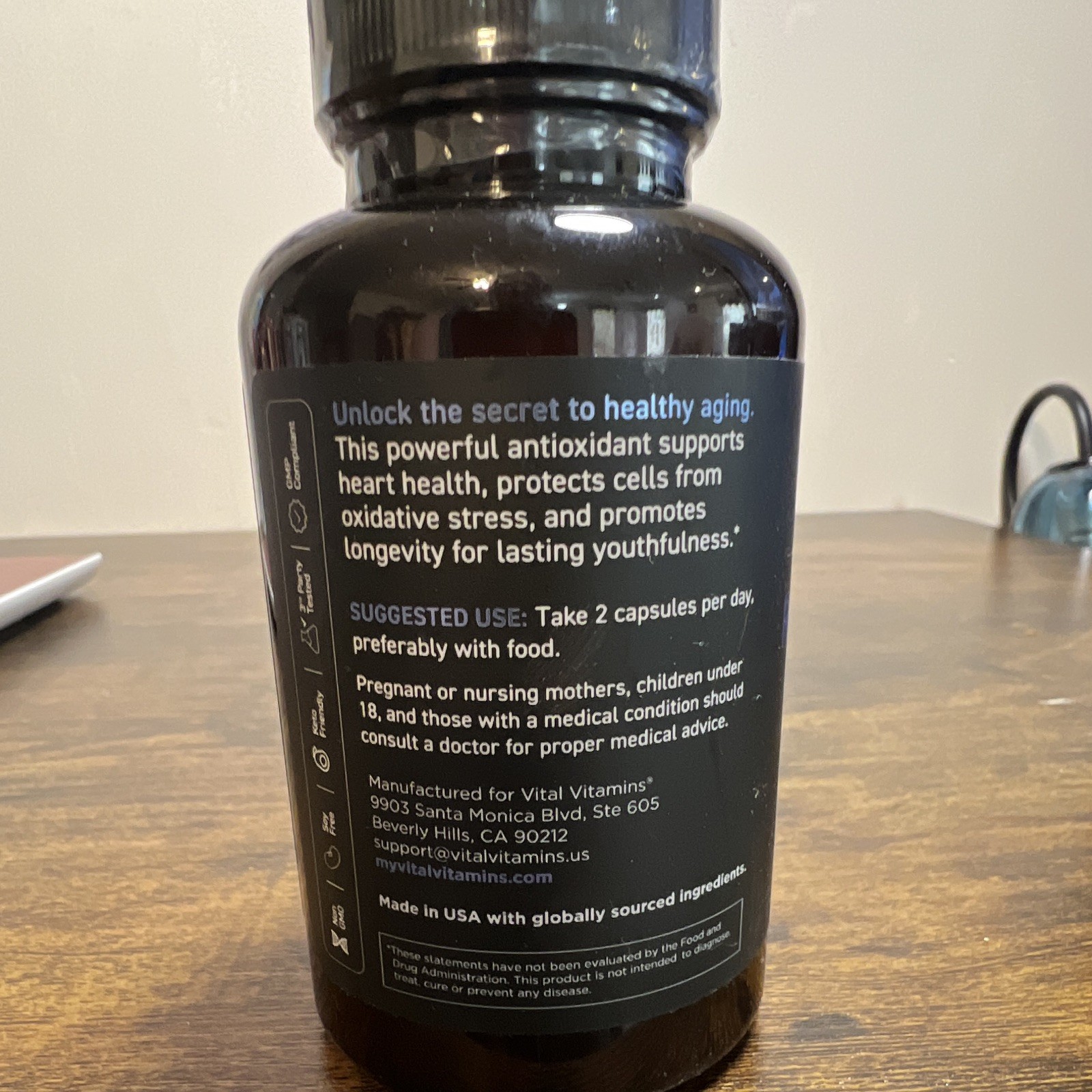 Vital Vitamins Resveratrol 600mg Plant-Derived 60 Capsules Exp 11/2027