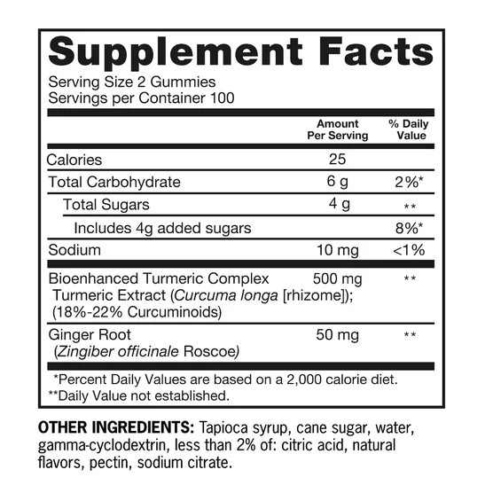 Qunol Turmeric Ginger Gummies 200 Count 100 Day Supply Orange Flavor EXP: 08/27