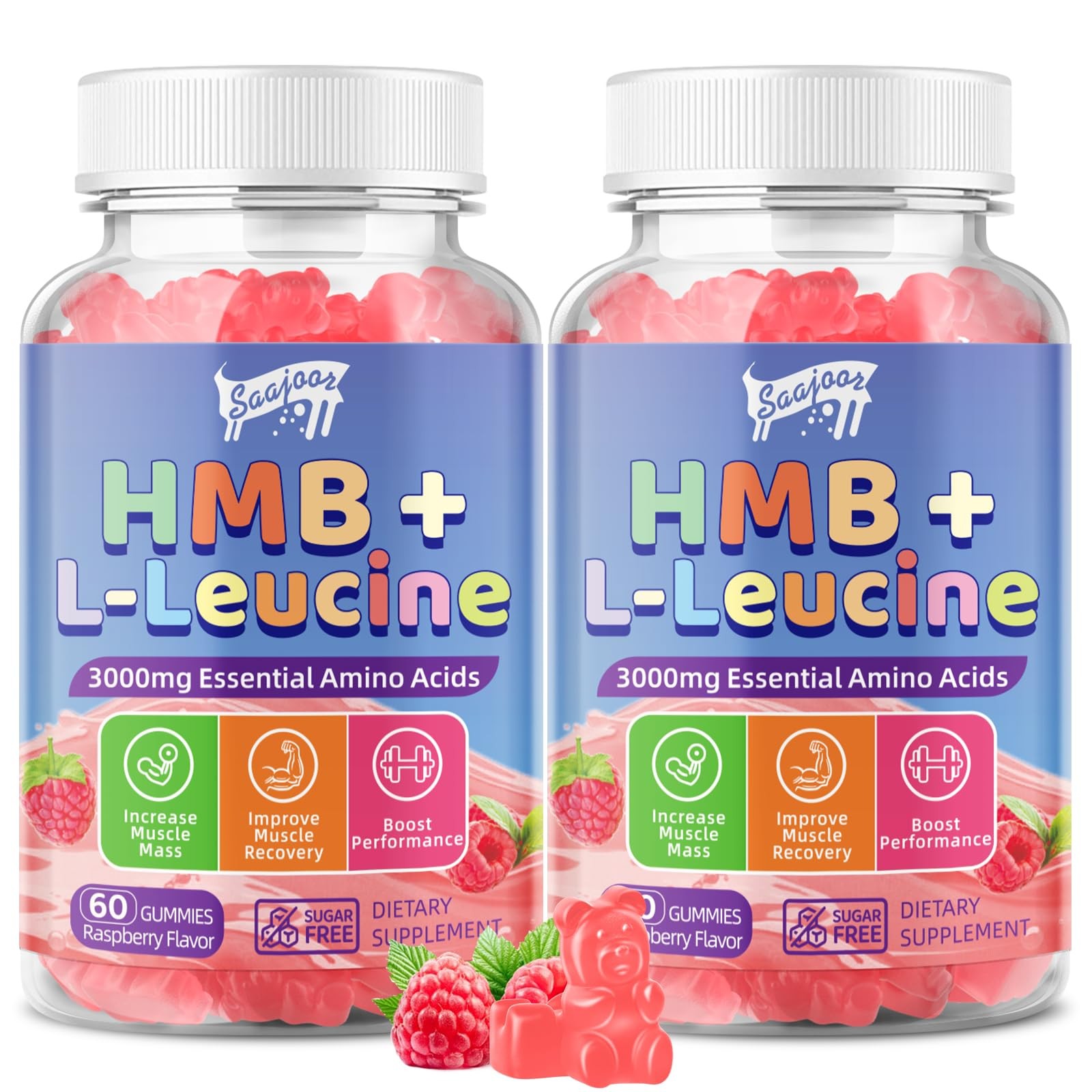 Saajoor 2 Pack HMB and L-Leucine 3000mg with Calcium Gummies – Muscle 2pack