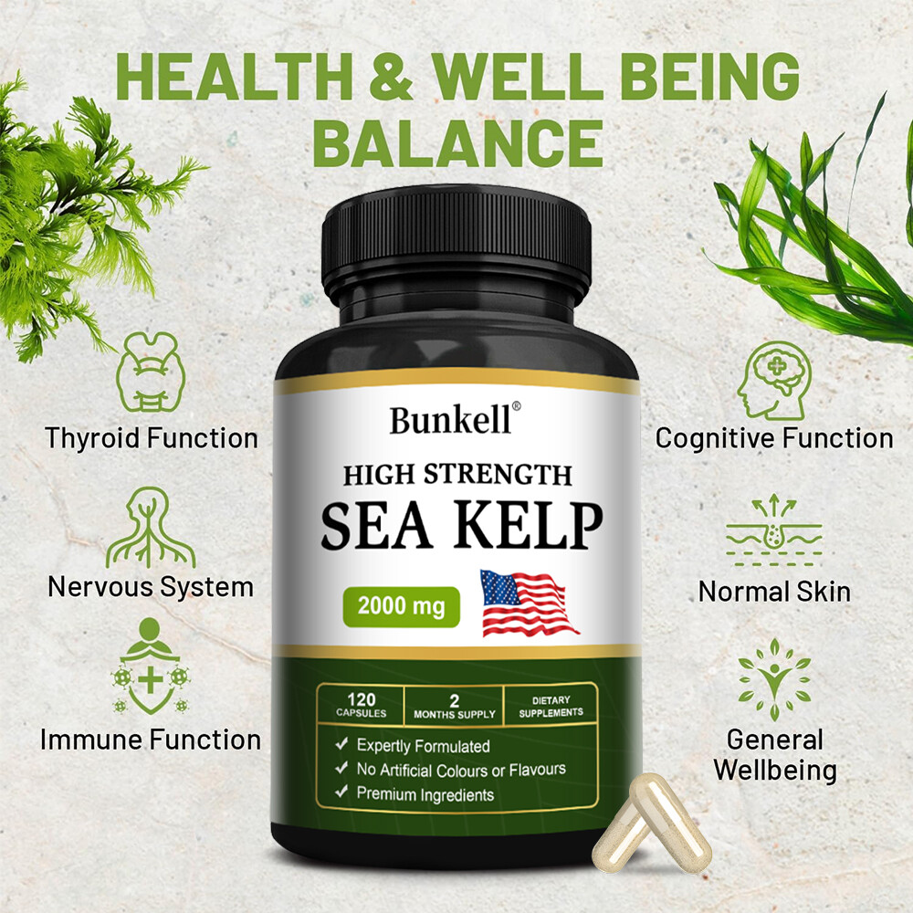 Sea Kelp 2000mg Thyroid Support Seaweed/30 to 120 Vegan Capsules