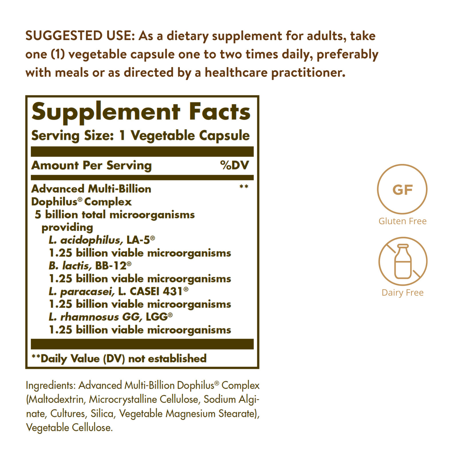 Solgar Advanced Multi-Billion Dophilus 60 Veg Capsules, Healthy Intestinal Flora