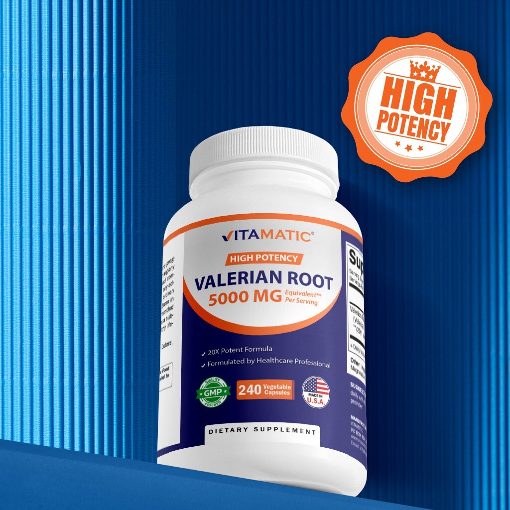 Vitamatic Valerian Root 5000 mg 240 Capsules – 20X Concentrated Extract