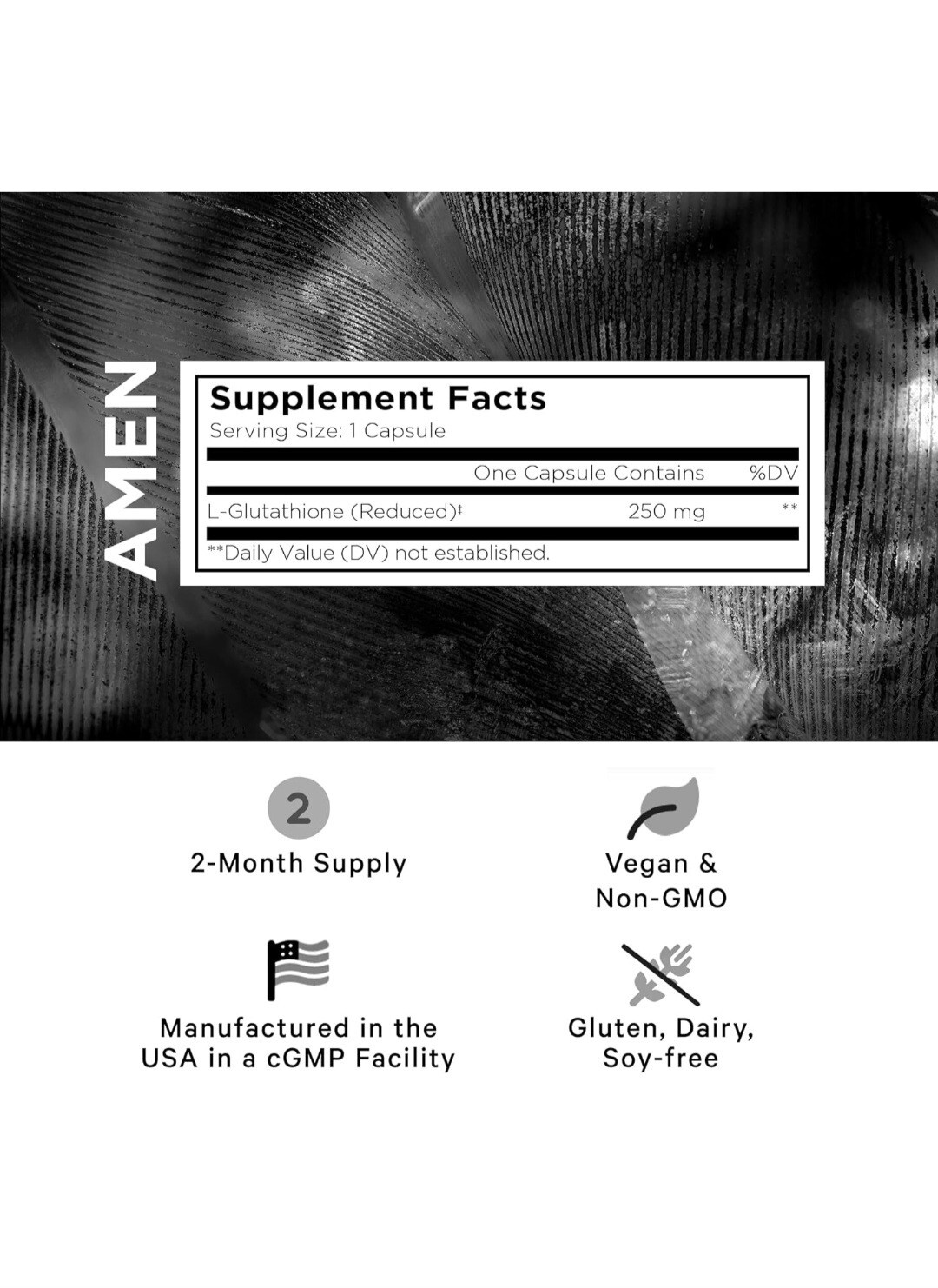 Amen Glutathione-SR+, Sustained-Release L-Glutathione 60 ct EXP 09/2026