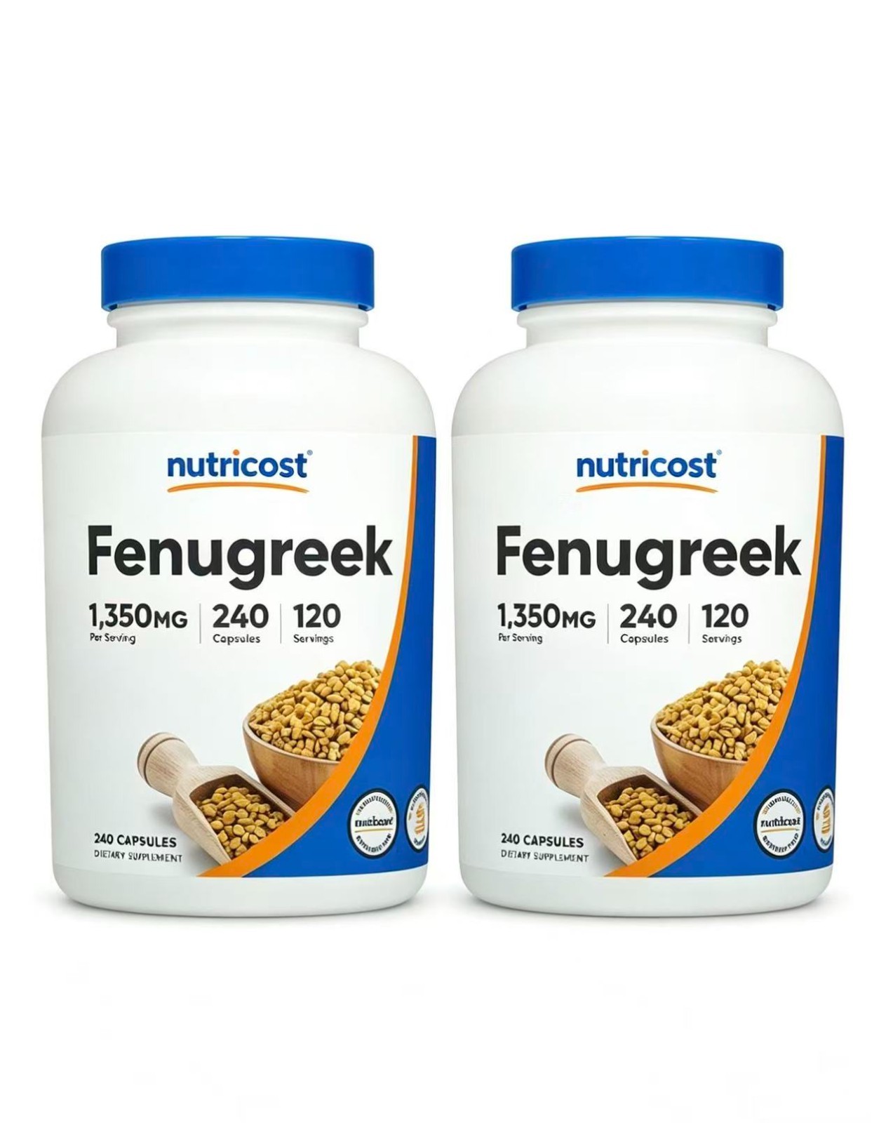 Nutricost Fenugreek Seed 1350mg 240 Capsules Gluten Non-GMO Free Supplement