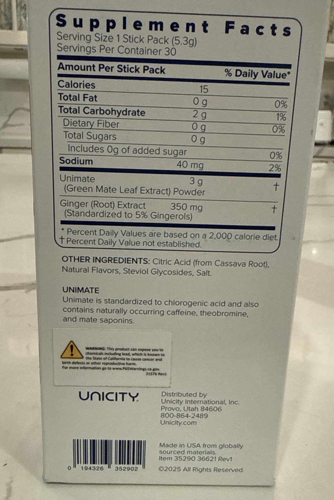 Unicity Unimate Ultra-Concentrate Yerba Mate Drink Mix 30 Stick Packs