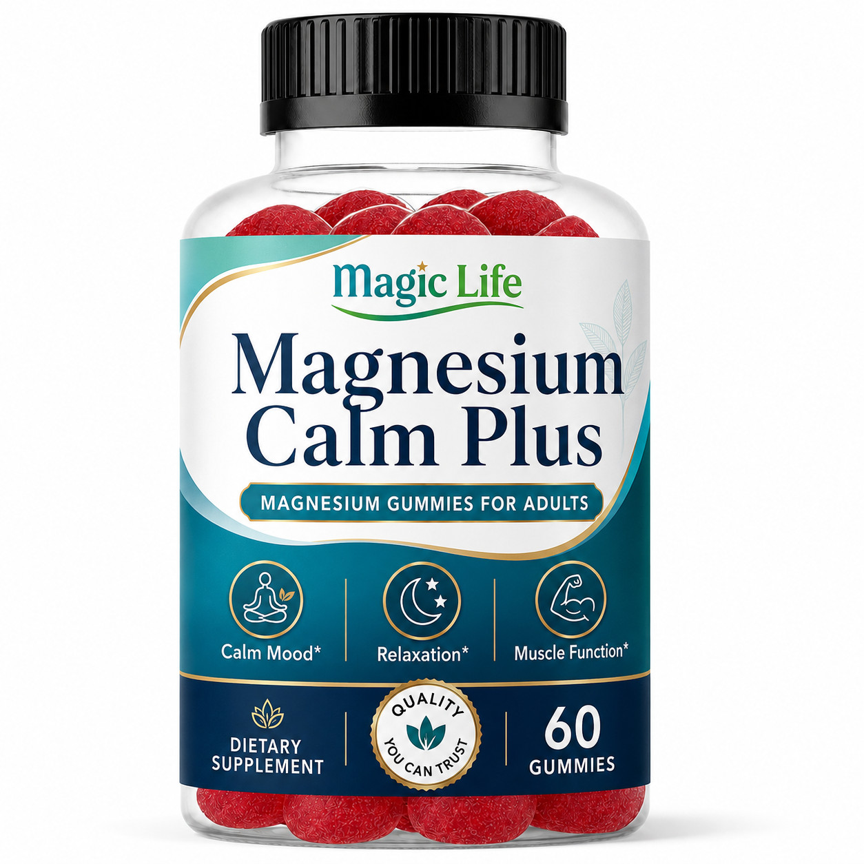 High Absorption Magnesium Citrate Gummies for Adults- Calm Mood, Relax Mind 60ct