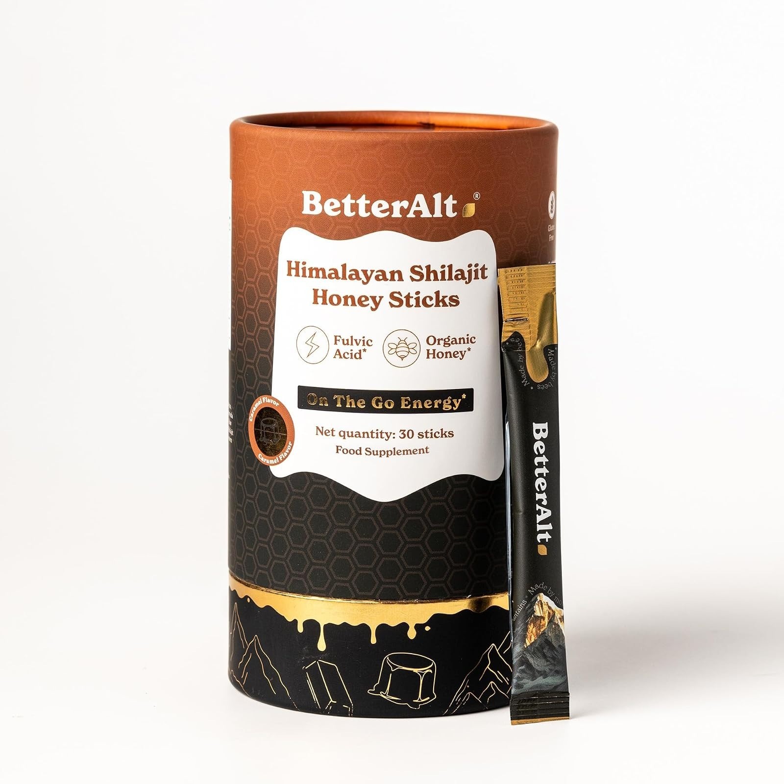 Better Alt Pure Himalayan Shilajit Sticks with Honey & Saffron – 30 Count