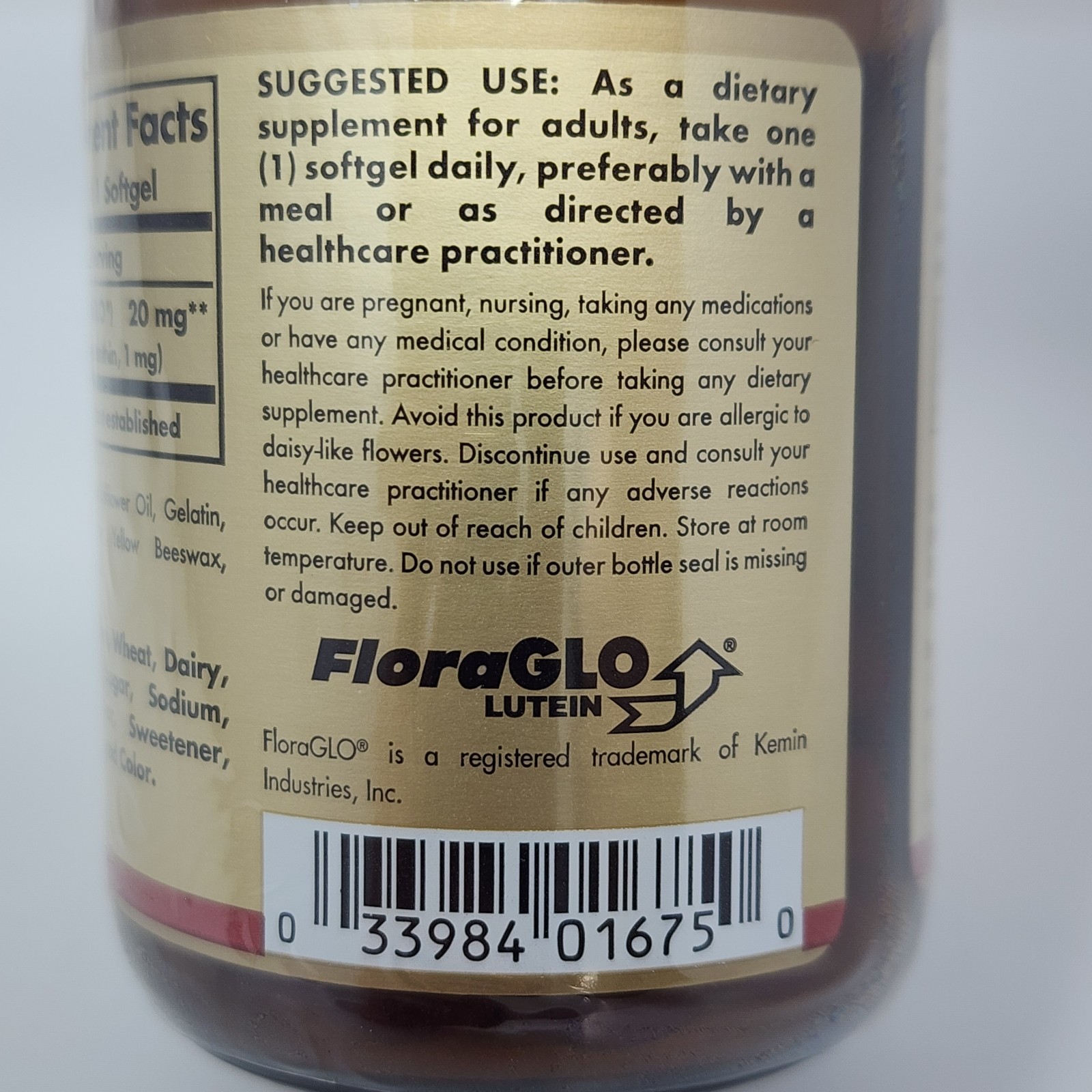 Solgar Lutein 20 mg, 60 Softgels Exp 08/2027