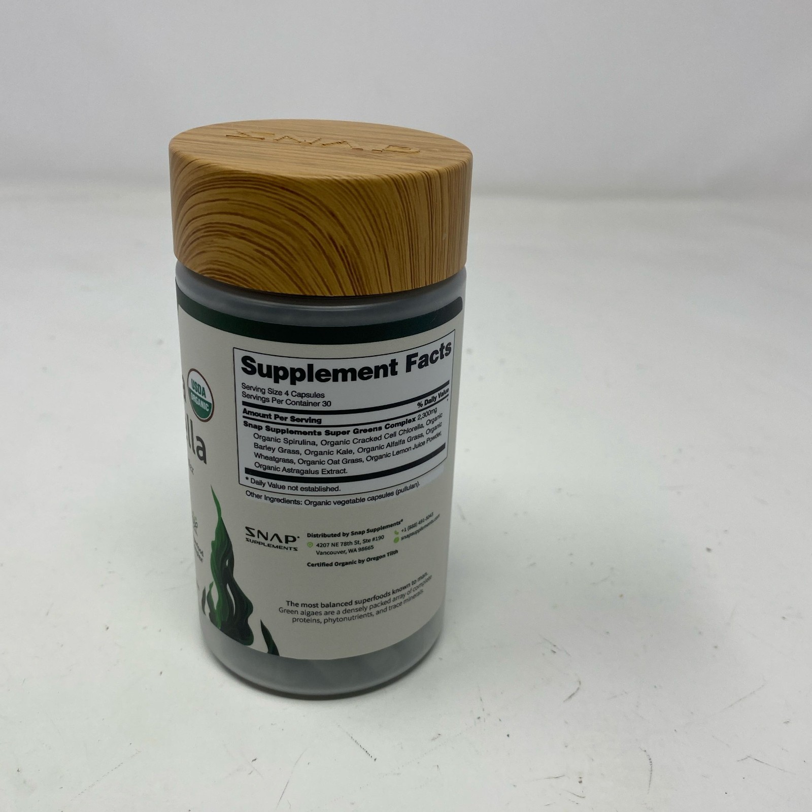 SNAP Supplements Organic Spirulina & Chlorella, Green, 120 Caps