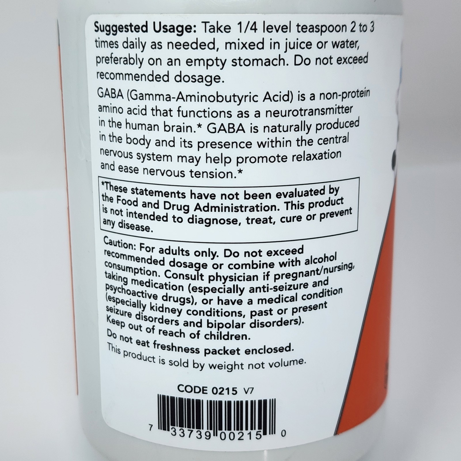 Now Foods GABA Pure Powder Dietary Supplement 6 oz (170 g) Exp 09/2030