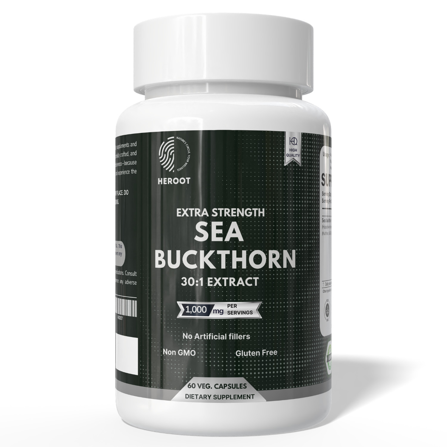 Heroot Sea Buckthorn Capsules 500mg | Hippophae rhamnoides Berry Extract