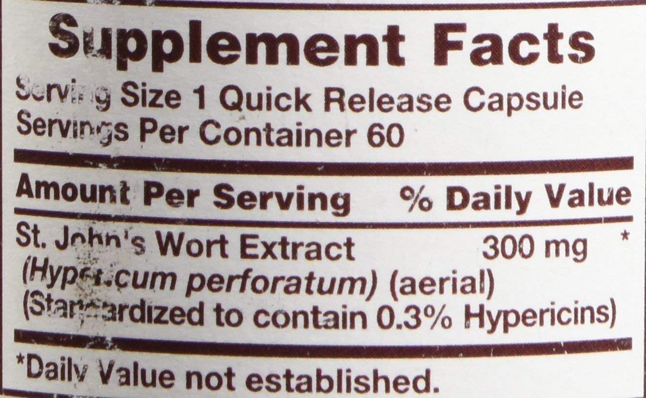 Sundance Vitamins Standardized Extract St. John’s Wort Capsules 300 mg 60 Count