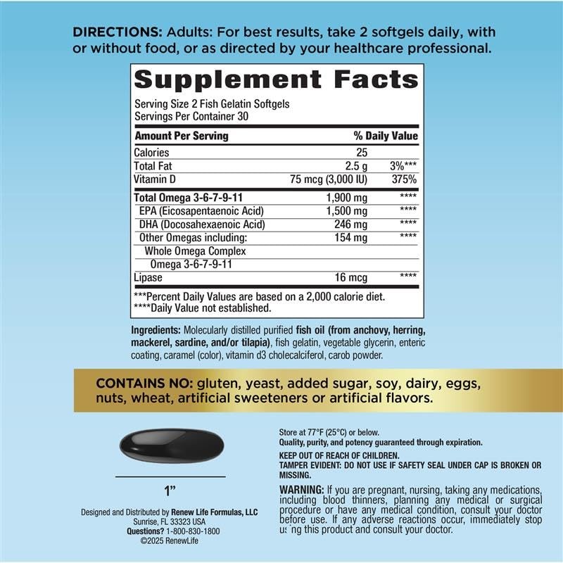 Renew Life Norwegian Gold Adult Fish Oil – Omega Fish Oil – –