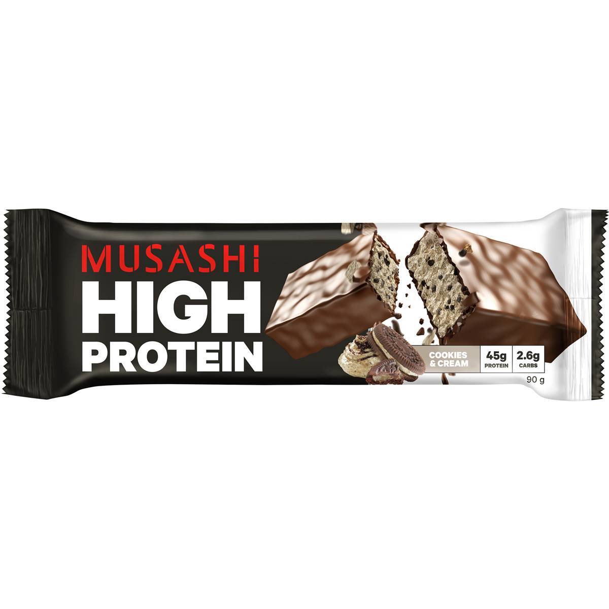 New Musashi High Protein Bar Milk Cookies & Cream 90g X 12 Bars