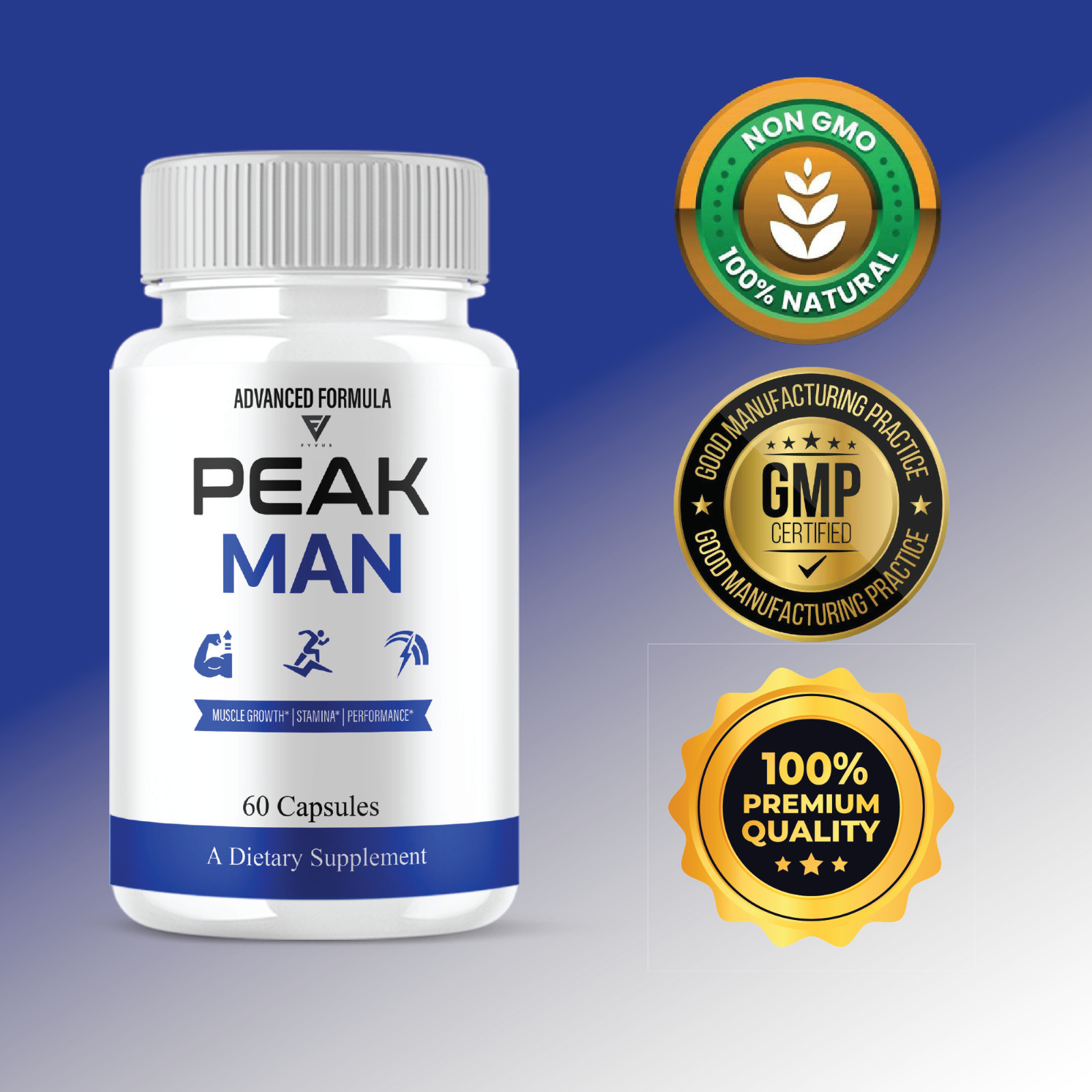 (3 Pack) Peak Man Advanced Performance, PeakMan Maximum Strength (180 Capsules)
